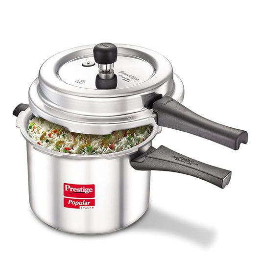 Prestige Popular Svachh 5.0 Litre Aluminium Outer Lid Pressure Cooker, Silver, Medium