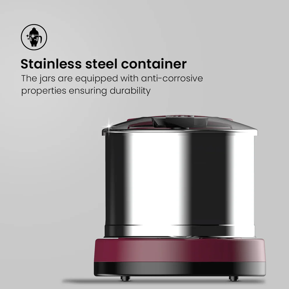 Crompton Greaves Duro 2-L Wet Grinder with Motor Vent-X Technology 1 Jar with Coconut Scrapper and Atta Kneader Accessories (Cherry Brown)