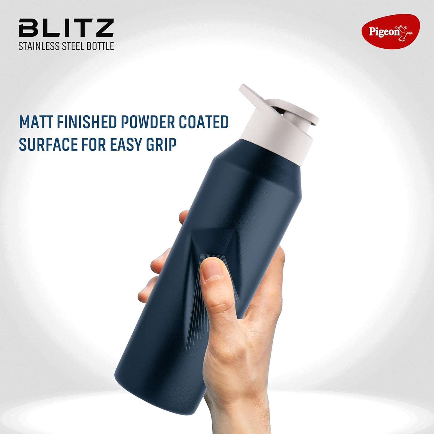Pigeon Blitz Stainless Steel Water Bottle With Sipper Cap | Eco friendly | BPA Free | Water Bottle for Office, Gym, School, Yoga, Trekking, Adults & Kids| 975 ML, Blue