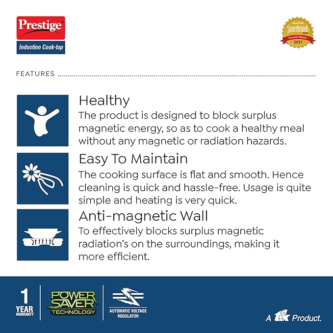 Prestige Xpress 1200W Induction Cooktop with Ceramic Plates, Black
