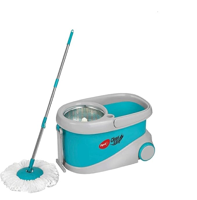 Pigeon Clean Easy Deluxe Spin Mop with Big Wheels and Stainless Steel Wringer (Aqua Green, 2 Refills)