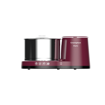 Crompton Greaves Duro 2-L Wet Grinder with Motor Vent-X Technology 1 Jar with Coconut Scrapper and Atta Kneader Accessories (Cherry Brown)