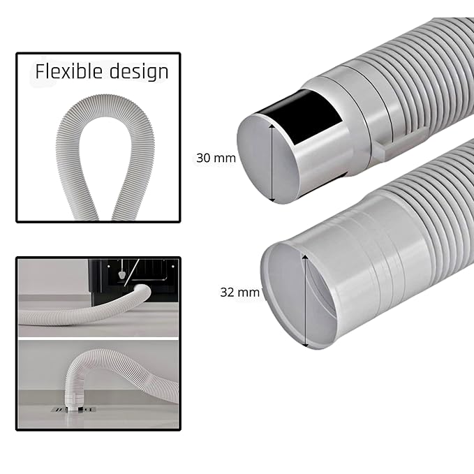 Washing Machine Drain Pipe(2&3METER) – Heavy Duty PVC Outlet Hose | Flexible & Leak-Proof Water Discharge Pipe | Universal Fit for All Washing