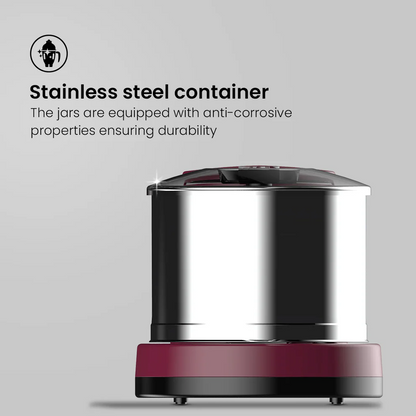 Crompton Greaves Duro 2-L Wet Grinder with Motor Vent-X Technology 1 Jar with Coconut Scrapper and Atta Kneader Accessories (Cherry Brown)