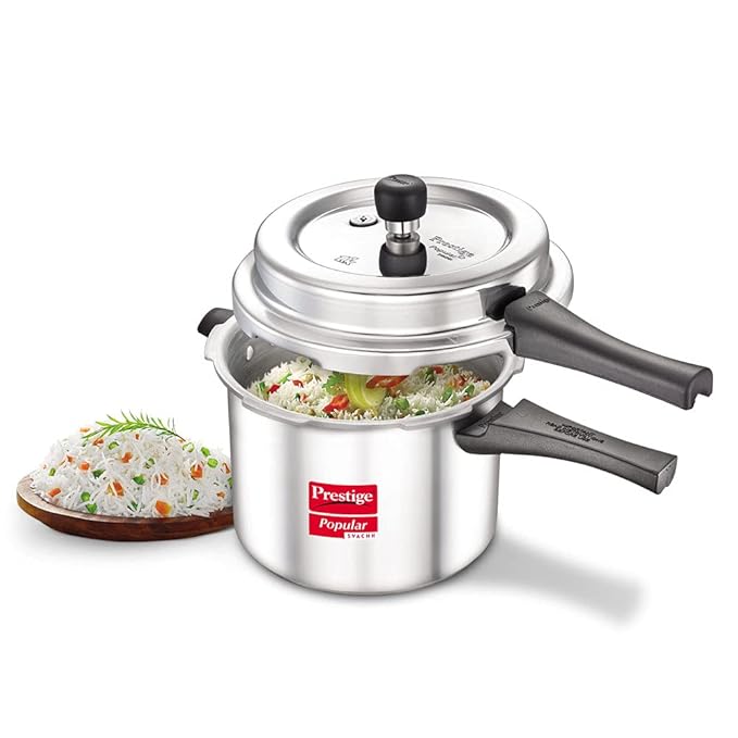 Prestige Popular Svachh 5.0 Litre Aluminium Outer Lid Pressure Cooker, Silver, Medium